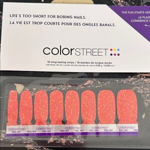 Color Street Coral Glitter Easy Peel Nail Strips- Sun Kissed BUNDLE AND SAVE!!!